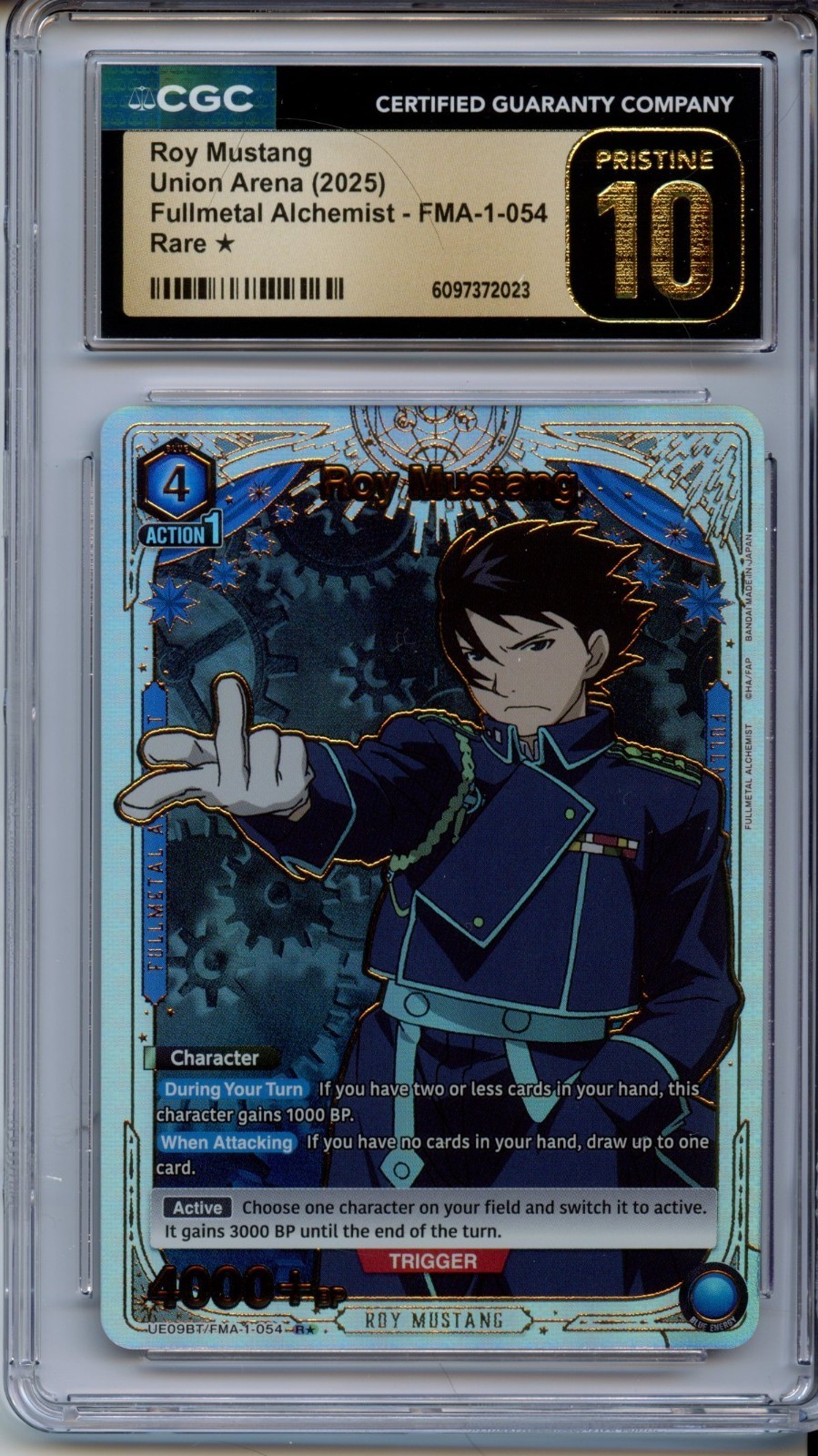 CGC PRÍSTINO 10 Roy Mustang Union Arena Fullmetal Alchemist arte antiguo FMA-1-054