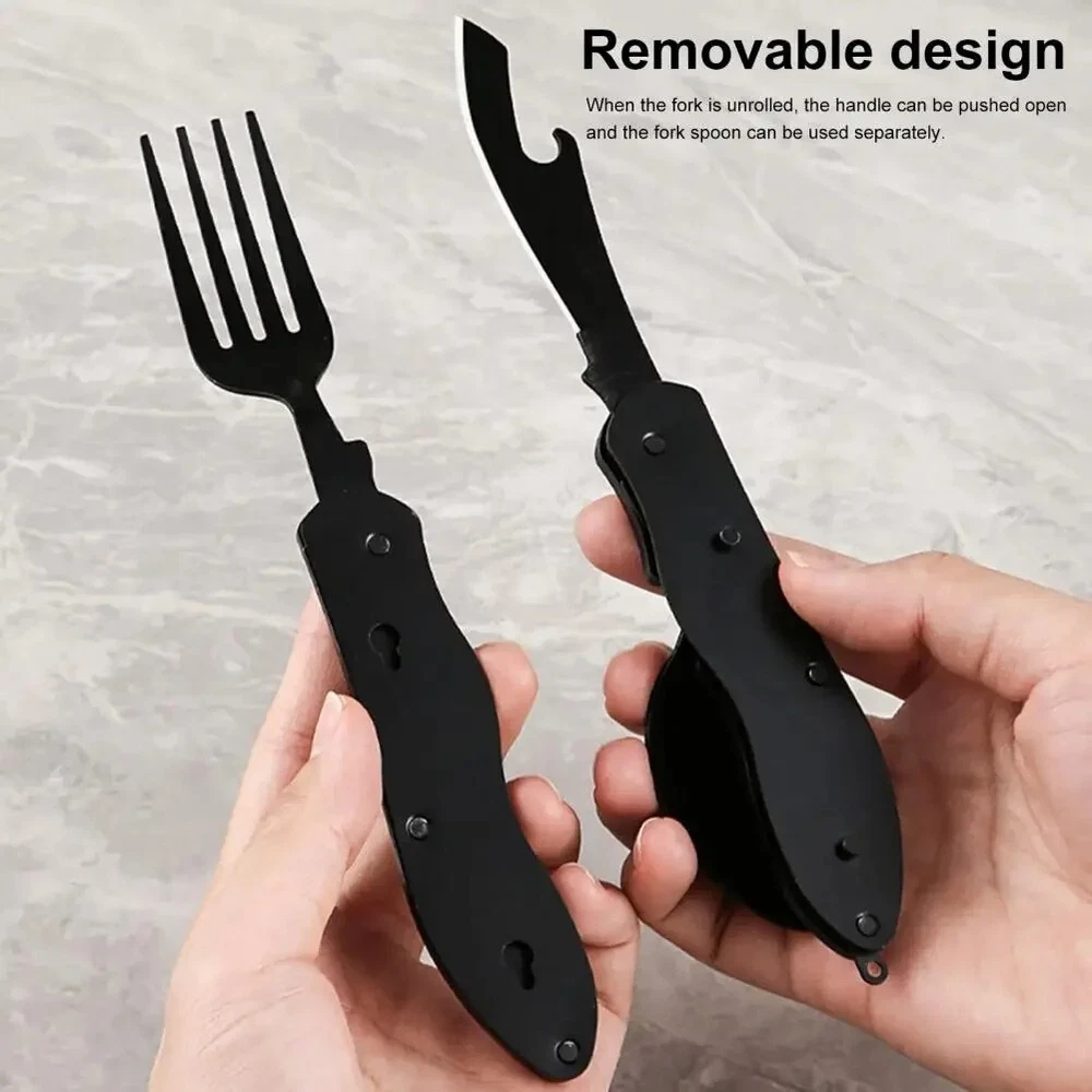 12-in-1 Multitool Knife with Spoon Fork Bottle Opener for Camping Survival