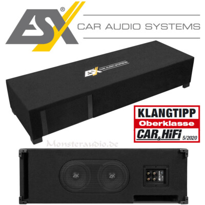 ESX 600 Watt Dual-Bassreflex Subwoofer Flach Bassbox Auto DBX600Q 2 x 165mm Sub