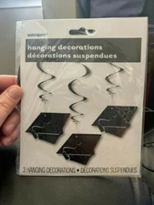 Graduation Cap 3ct. Swirl Hanging Decorations New!!!