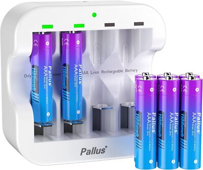 1.5V 1100mWh AAA Li-Ion Rechargeable Battery 4 Slot Charger High Quality LOT NEW