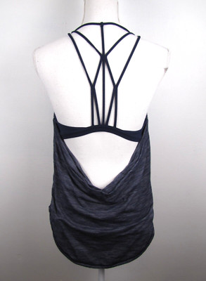Lululemon Size 6 Navy Blue Stretch Two Layer Built in Bra Raise The Bra Tank