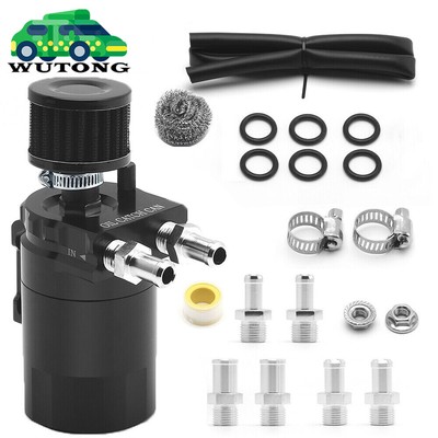 Oil Catch Can Kit Reservoir Baffled Tank with Breather Filter Universal Aluminum