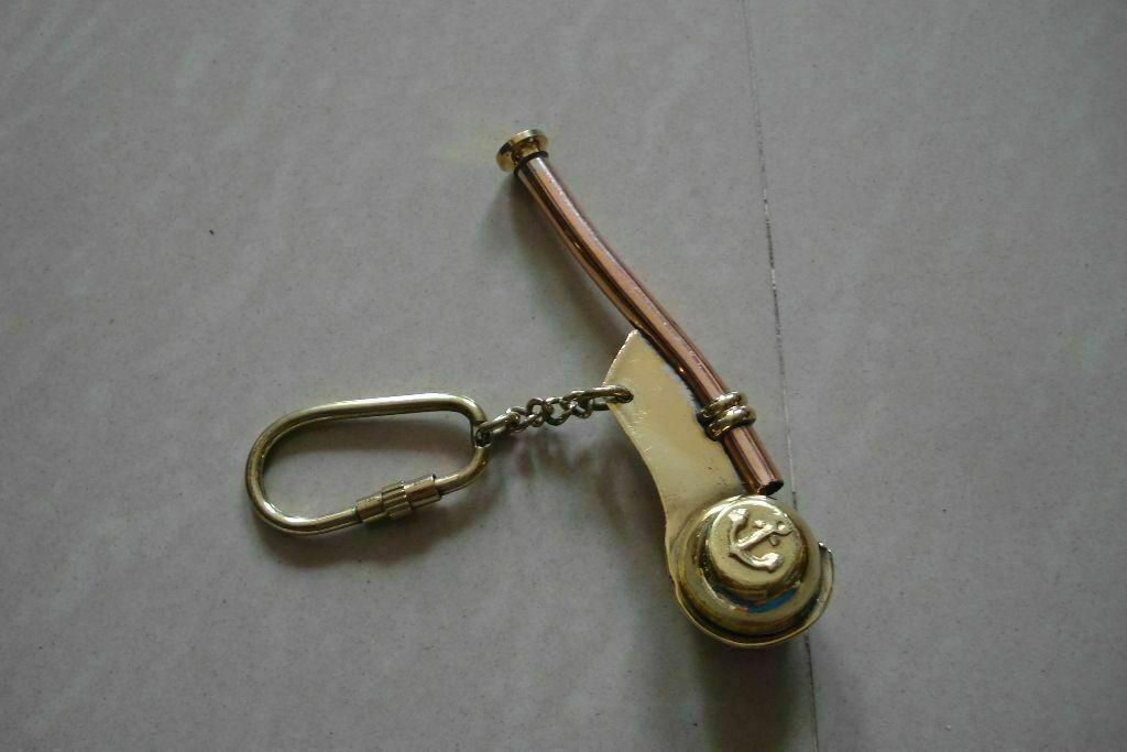 Lot of 20 Copper Brass Boatswain Pipe Key Chain~Nautical Marine Bosun Whistle