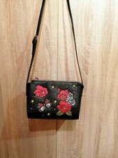 Tracolla Borsa Nera Fantasia Fiori