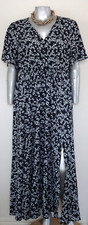 WOMAN BLOOMCHIC SPLIT THIGH MAXI DRESS 18 Pockets Short Flutter Sleeve Pullover