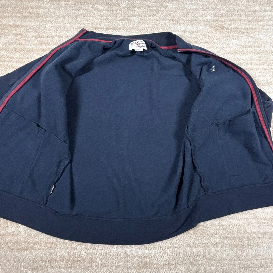 Original Penguin Jacket Mens Large Navy Red Zip Track Soft Core Layering Retro - Image 4 of 4
