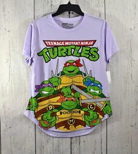 Women's Junior Nickelodeon TMNT Turtle Ninja Tee M(7-9), L(11-13) Lilac T-Shirt