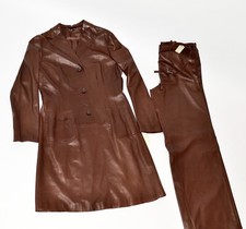 Kiton Custom Bergdorf Goodman Leather Coat And Pants Womens Size 10 - 12 W/tags