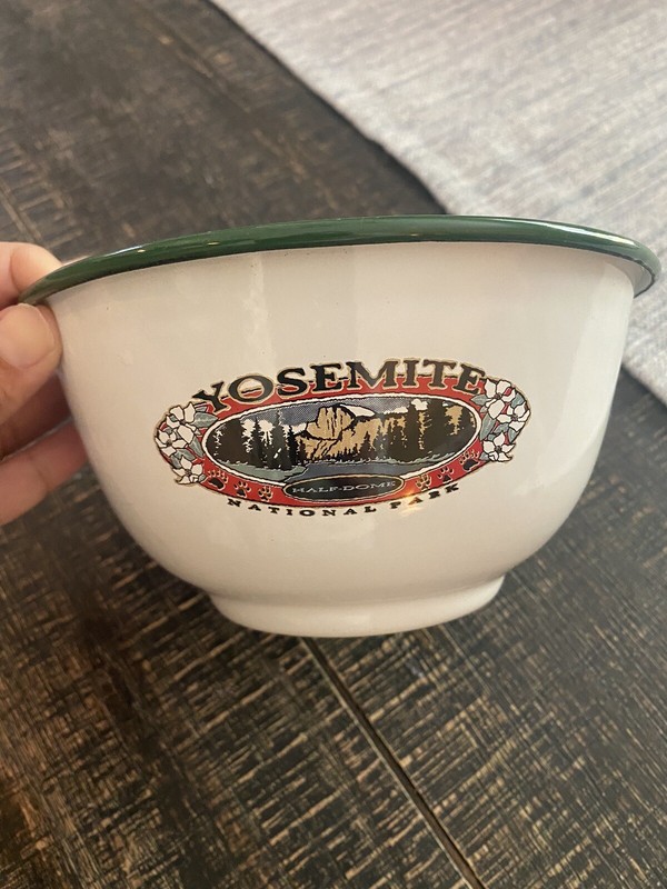 Vintage Enamelware Small Bowl Yosemite Antique