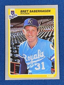 1985 Fleer Bret Saberhagen RC Baseball Card #212 Kansas City Royals (Lt#74)