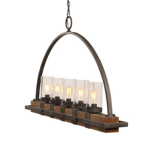 Uttermost Atwood 5-Light Traditional Steel Linear Chandelier in Weathered Bronze - Picture 4 of 7