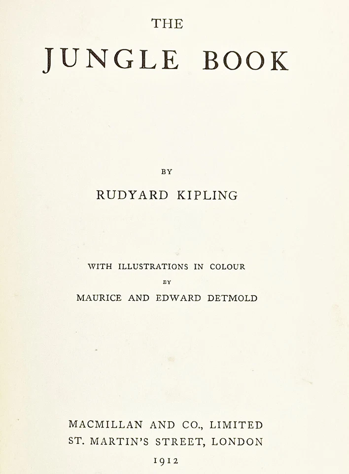 1912 THE FIRST JUNGLE BOOK Antique COLOR EDITION Rudyard KIPLING Disney DETMOLD Foto 4 de 4
