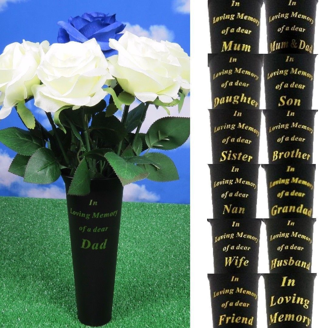 In Loving Memory Grave Memorial Vase With Metal Spike Various