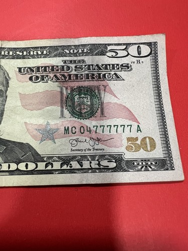 Fancy Serial Number $50 2013 MC 04777777 A 6 In A Row 777777 - Picture 2 of 11