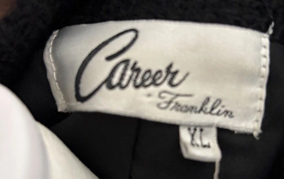 Chaleco Largo Vintage Años 80 CARRERA FRANKLIN Negro Mohair Tejido Bordado Metálico L/XL Foto 4 de 4