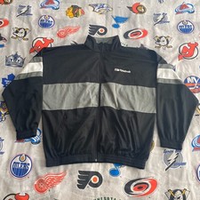 Reebok Coat Jacket Men's Large Track VTG 80s Warm-Up Black Sweatsuit Full Zip