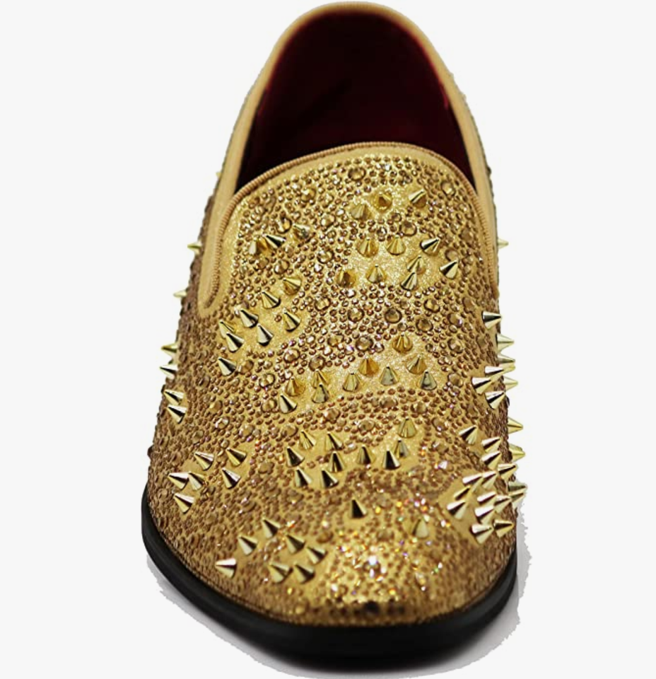 Church's Men's Loafers & Slip Ons Shoes Men's Vintage Spike Dress Loafers -  Slip-On Fashion Shoes With Studded Punk Style Glitter Studded Loafers Punk