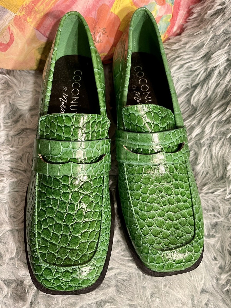 Beautiful COCONUTS by MATISSE Green Croc Embossed Pace Heeled