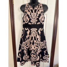 INC International Concepts Fit & Flare Dress Party Cocktail Black Beige 2
