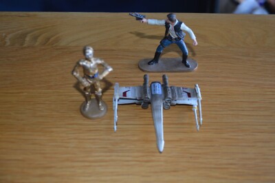 3 Star Wars Metall Figuren 2005 - Hans Solo - X-Wing Star Fighter & c-3po