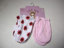 Scratch Mittens By Honey Baby, Girl, 2 Pack, Pink  Floral Print, 0-6 Mos., New