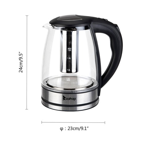 1.8L Electric Glass Kettle Cordless Fast Boil 7 Colors LED Light UK Plug 2000W - Picture 4 of 12