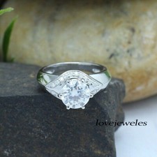 2.91CT Round Cut Lab-Created Diamond Stunning Engagement Wedding 925 Silver Ring