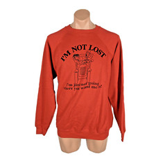 "I'm not lost " Couples Funny humor Red driving sweatshirt XL Vintage 90s