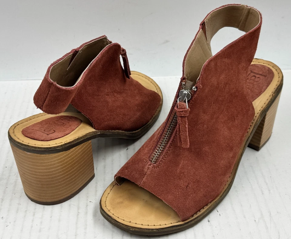 Sandalia Latigo Venice para mujer talla 8,5 cuero rojo correa al tobillo tacón bloque  Foto 3 de 4