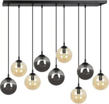 Emibig Lighting Lampada A Sospensione Glassy, A 9 Luci, Nero, Grafite/Ambra/Trasparente, E14-image
