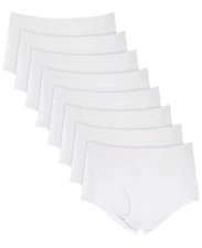 CLUB ROOM WHITE LARGE TAGLESS FULL CUT BRIEFS 8 PACK UNDERWEAR COMFORT FIT MENS