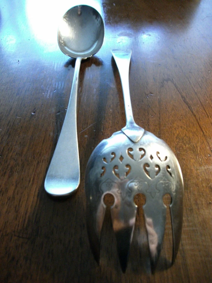 Antique CHRISTOFLE France Silver-Plated Serving Fork & Spoon c 1890 19th Century - Image 3 of 4