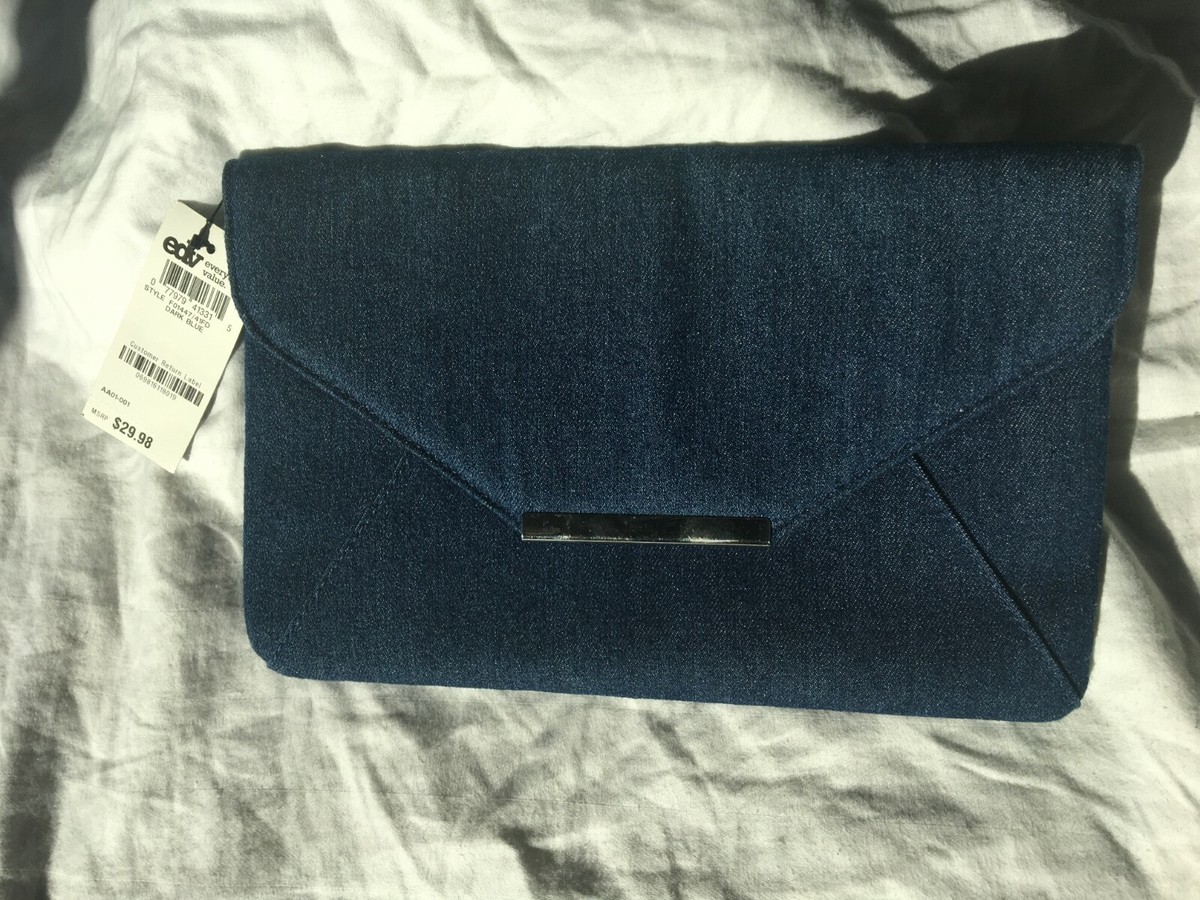 BRAND NEW w/ TAG-Style Co Lily Dk Blue denim Envelope clutch