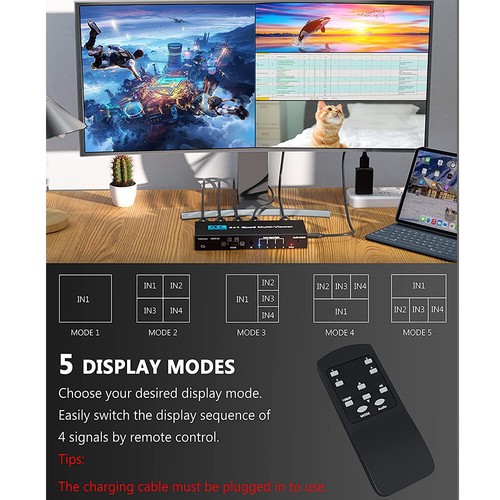 4K HDMI 4x1 1080P Multi-Viewer Seamless Quad Screen Real Time Remote Splitter - Picture 8 of 15