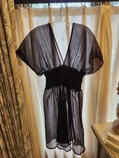 Vintage 50's Tricot Black Nylon Pleated Bombshell Lingerie Sheer Size 34