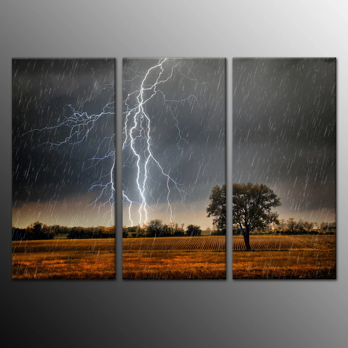 Lightning Nature HD Canvas Art Print Painting Wall Art Home Decor 3pcs No Frame