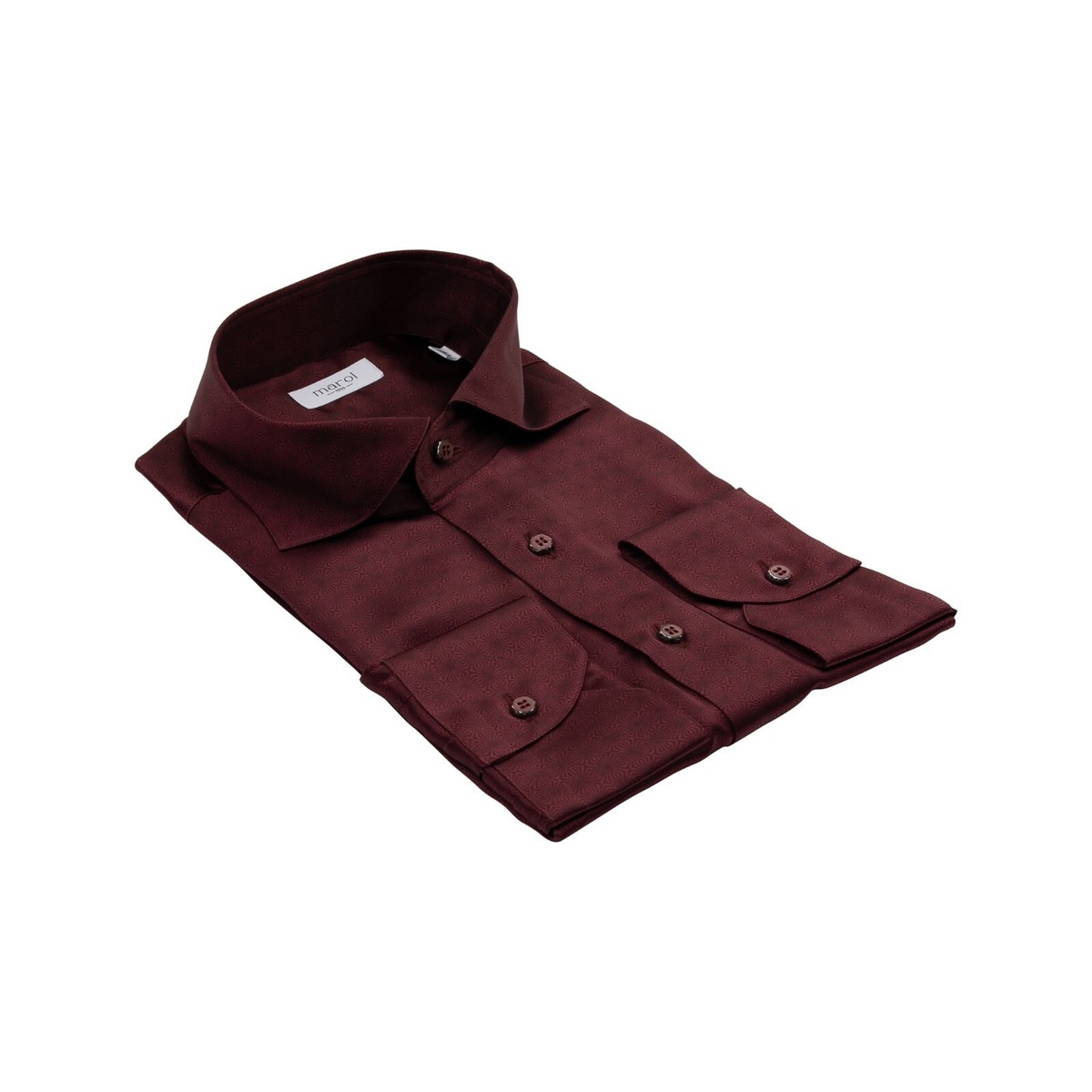 1400$ LUXURY MAROL BOLOGNA Abstract Shirt Burgundy 100% COMO SILK Satin 16  41