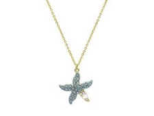 Lt. Blue STARFISH Crystal AB Necklace Ocean /Beach Theme Star Fish Necklace
