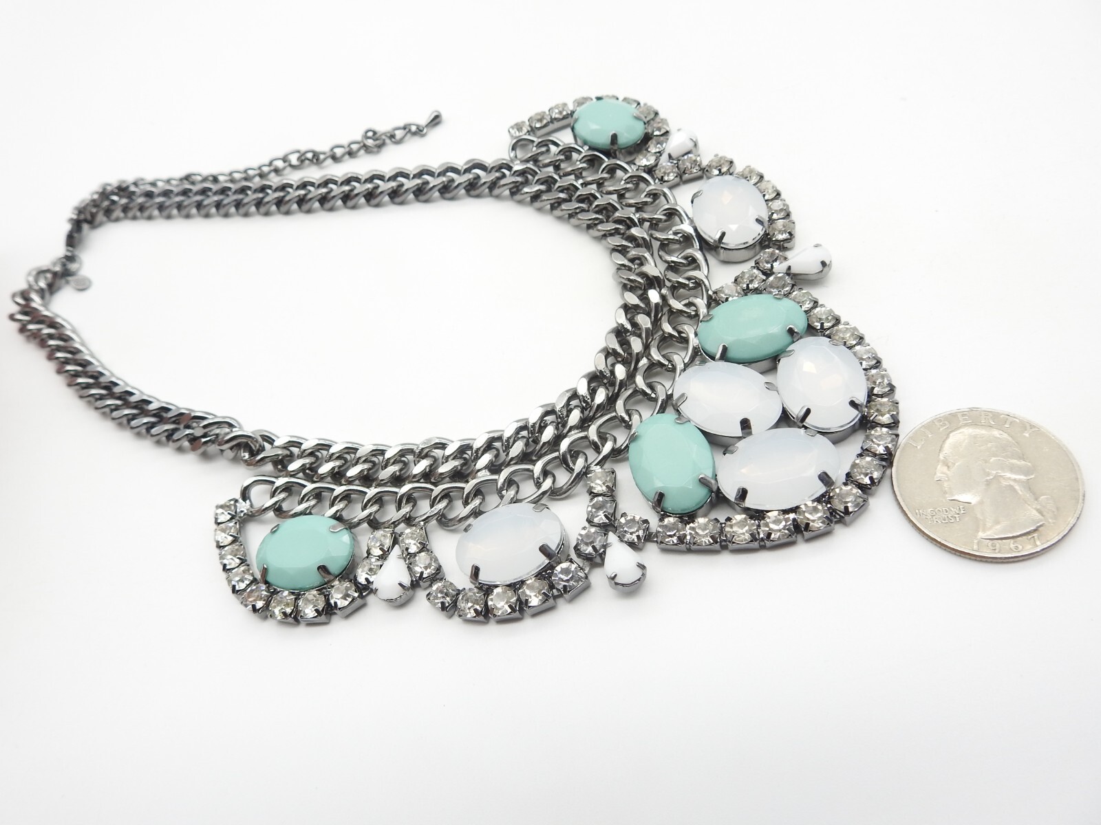 Signed Premier Design Rhinestone Silver Tone Bib … - image 5