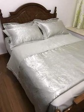 Luxury Floral Embroidery Jacquard Satin Damask Cotton Vintage Duvet Cover Set