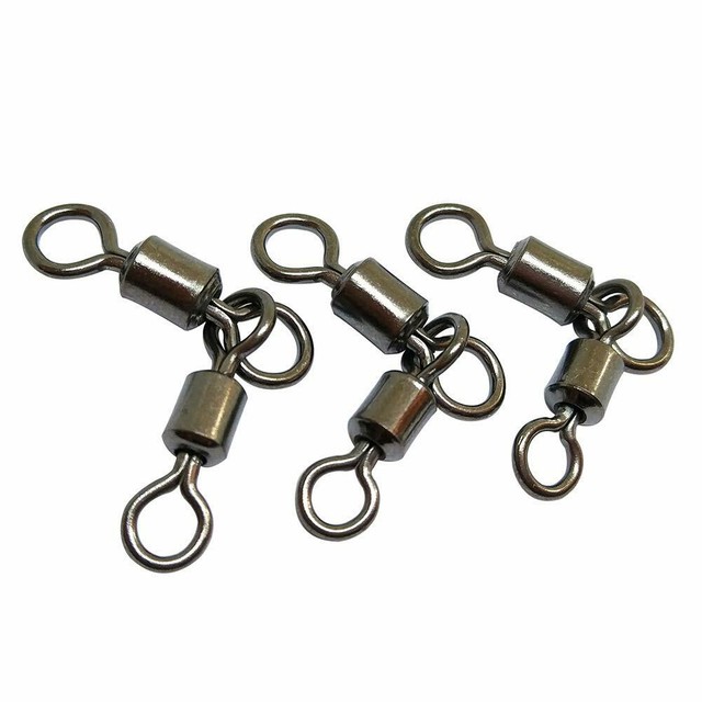 50pcs 3 Way Fishing Swivel Slid 3Way T Turn Swivel Typing Double Drop