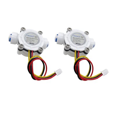 Water Flow Sensor with Quick Connect Food-Grade Hall Effect 0.3-6L/min 2 Pack