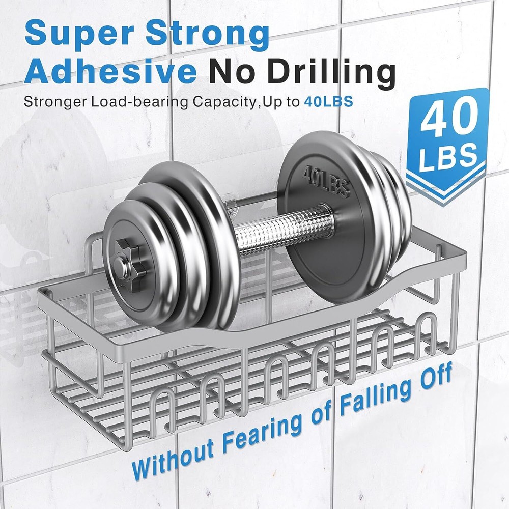 5-Pack Adhesive Shower Caddy Organizer for Bathroom Storage & Decor