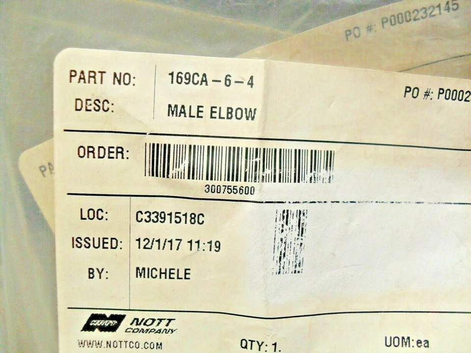 QTY 2 - Parker 169CA-6-4 Male Elbow, Compress-Align, Brass NEW - Image 2 of 4