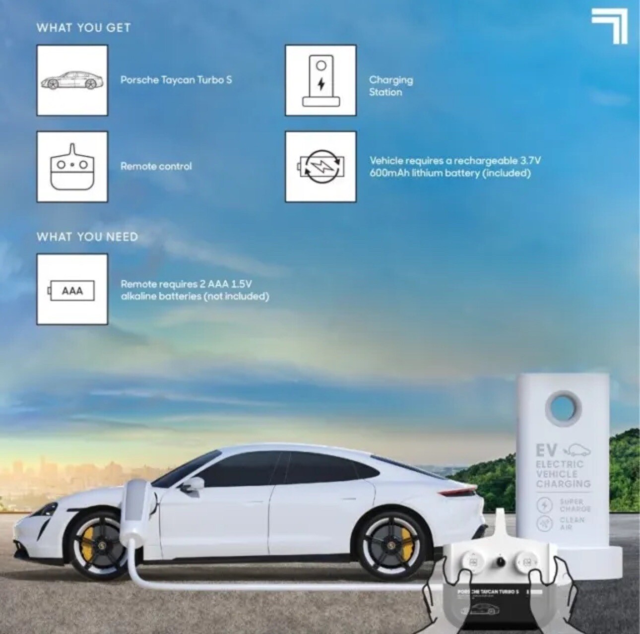Porsche Taycan Turbo S Remote Control Electric Car With LED Lights and