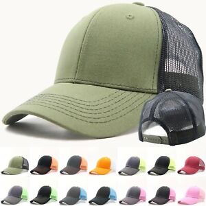 Mens-Trucker-Hat-Mesh-Baseball-Cap-Cotton-Visor-Strapback-Adjustable-Size