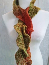 Hand knit ruffle scarf