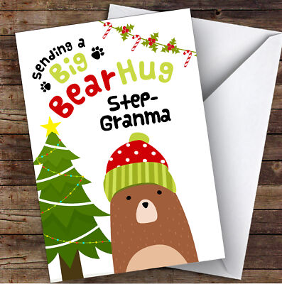 Personalisierte Weihnachtskarte Stief Oma schickt einen großen Bärenumarmung