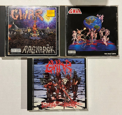 Gwar 3 Original CD Lot-Ragnarok(1995)This Toilet Earth(1994)ScumdogsO.T.U.(1990)
